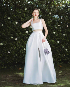 Impressive wedding dress with a crop top and long skirt - S1768 - POXI